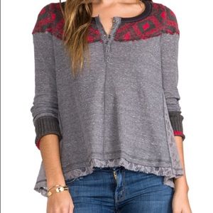 Free People Cabin in the Woods Pieced Henley Lace